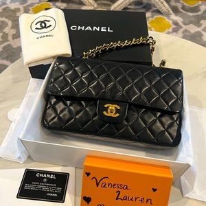 Vintage Chanel 24K Medium Classic Double Flap FULL SET